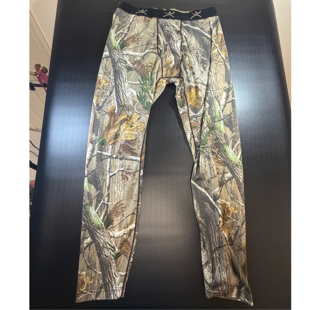 Terramar Mens Camo Thermal Base Layer Leggings Fleece Lined Hunting Pants Large